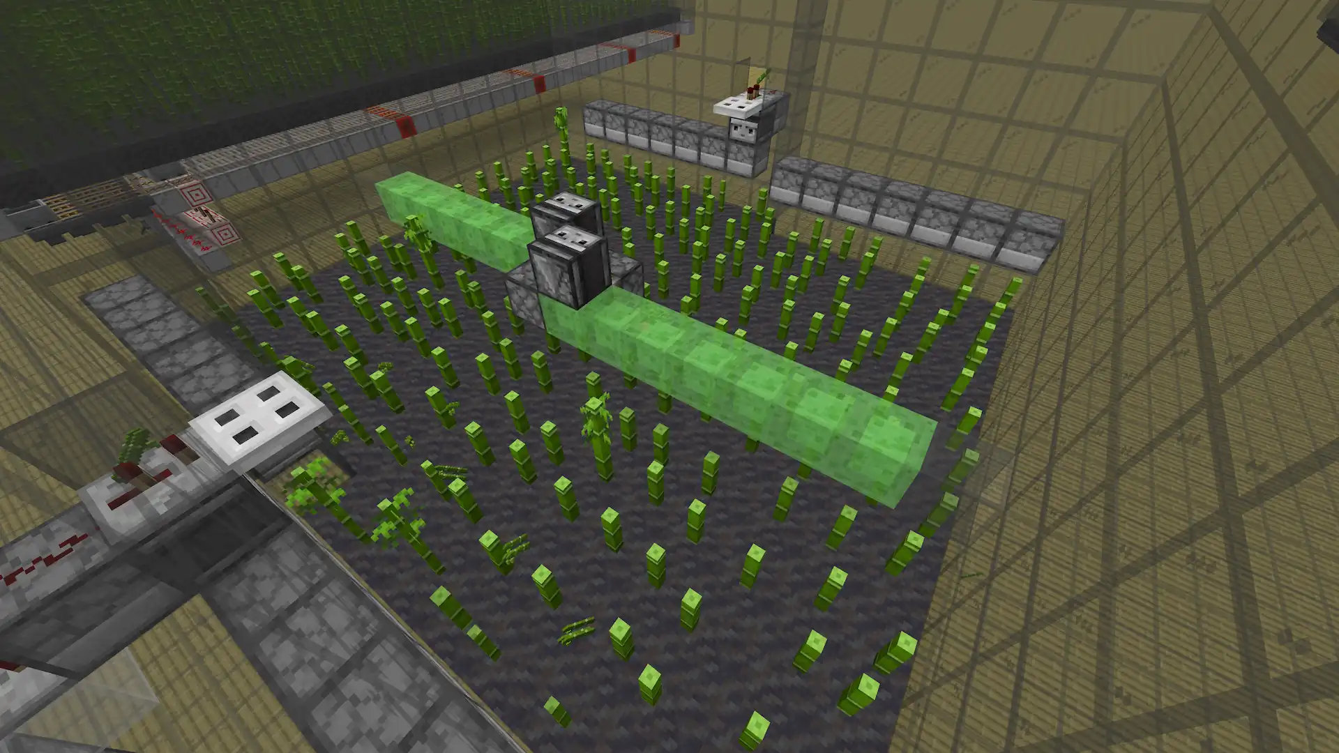 Single-chunk flying machine bamboo farm