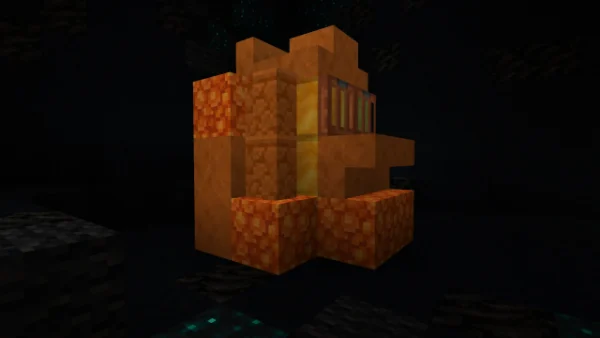 The gold head prize — a warm orange and amber blocky head
